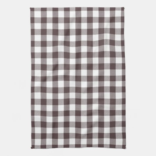 Rustiek Neutraal Bruin Witte Gingham Buffalo Plaid Theedoek (Verticaal)