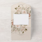 Rustiek Neutraal Tan & Cream Bloemenboog Diner All In One Uitnodiging (Buitenkant)