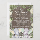 Rustiek Neutral Twin Elephants Groen Baby shower Kaart (Voorkant)