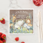 Rustiek Oerwoud Dier Baby shower Papieren servette Servet (Insitu)