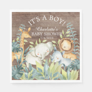 Rustiek Oerwoud Dier Baby shower Papieren servette Servet
