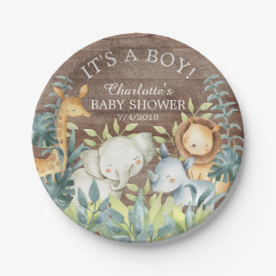 Rustiek Oerwoud Dieren Baby shower 7" Bord
