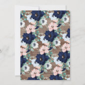 Rustiek Oh Baby Navy Blue Blush Bloemen Baby showe Kaart (Achterkant)