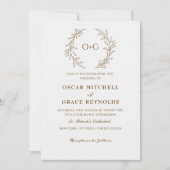 Rustiek Olijfgroen blad Alles in één bruiloft Kaart (Voorkant)