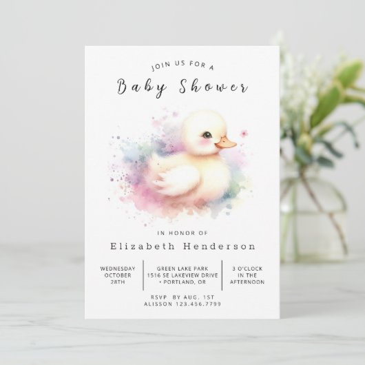 Rustiek Online Duck Baby shower Kaart (Staand voorkant)