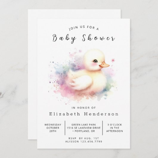 Rustiek Online Duck Baby shower Kaart (Voorkant / Achterkant)