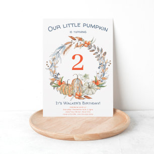 Rustiek Onze kleine pompoen blauw Tweede verjaarda Kaart