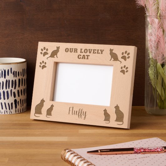 Rustiek Onze mooie kat script kattennaam Gegraveerde Lijstjes (Links)