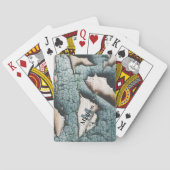 Rustiek oud blauw groen verf hout Custom Monogram Pokerkaarten (Achterkant)