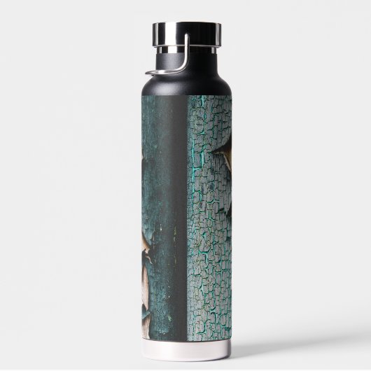 Rustiek oud blauw groen verf hout Custom name Waterfles (Rechts)