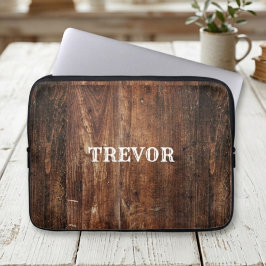 Rustiek oud gekrast hout laptop sleeve
