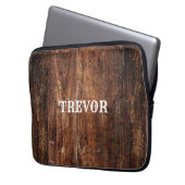 Rustiek oud gekrast hout laptop sleeve (Voorkant Links)