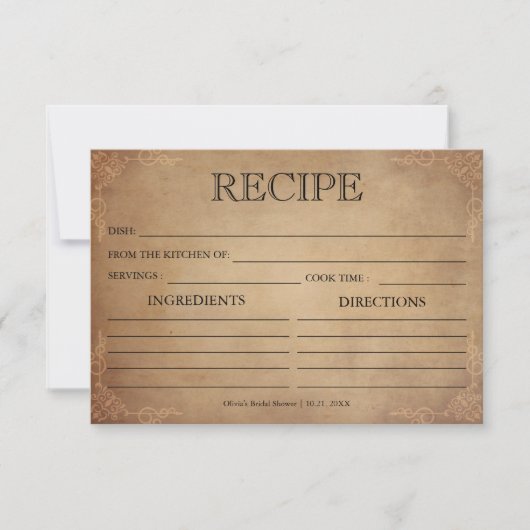 rustiek oud perkament recept Kaart (Voorkant)