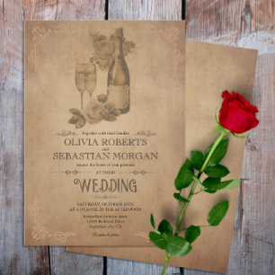  rustiek oud perkament Victoriaans bruiloft Kaart