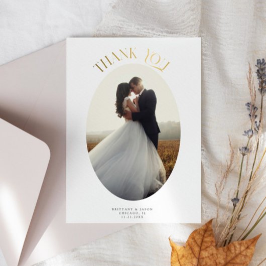 Rustiek Ovaal Lijst Trouwfoto Dank u kaart