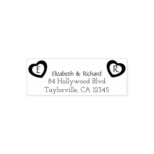 Rustiek Paar Harten | Bruiloft retouradres Zelfinktende Stempel (Design)