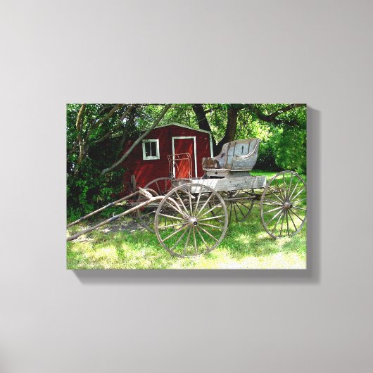 Rustiek Paard Getrokken Koets Canvas Afdruk (Voorkant)