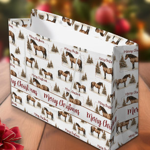 Rustiek Paard Vrolijk Kerstfeest Wintervakantie Groot Cadeauzakje