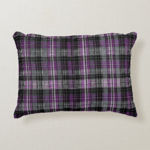 Rustiek paarse zwarte tartan patroon accent kussen