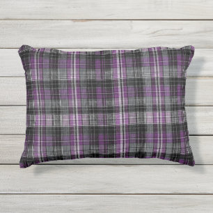 Rustiek paarse zwarte tartan patroon buitenkussen