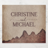  rustiek papier bruin bergen bruiloft bier etiket (Enkel label)