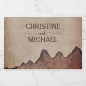  rustiek papier bruin bergen bruiloft likeurfles etiket (Enkel label)