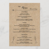 Rustiek Papier Trouwtafel Flat Menu Kaart (Voorkant)