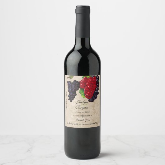 Rustiek,  papier, Trouwwijn Wijn Etiket (Voorkant)