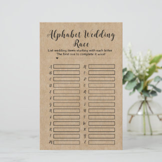 Rustiek Papier Vrijgezellenfeest Alfabet Wedding R