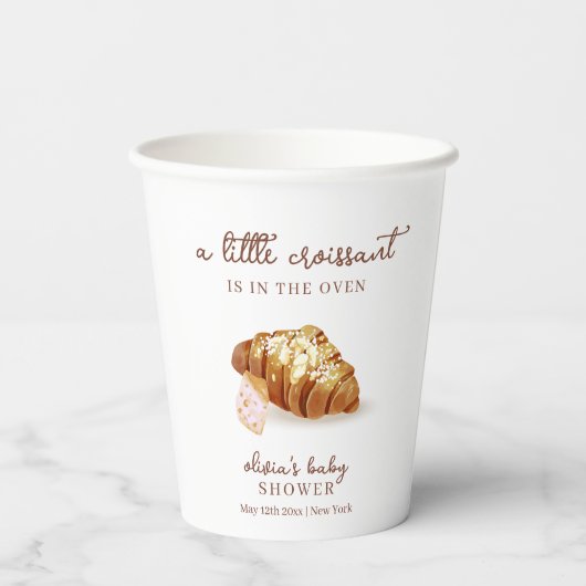 Rustiek Parijse Bakkerij Pastry Croissant Baby sho Papieren Bekers (Achterkant)