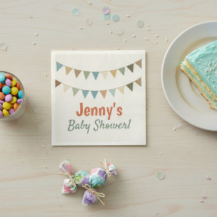 Rustiek pastel bunting baby shower servet