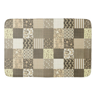 Rustiek Patchwork Beige Bruin Quiltpatroon Badmat