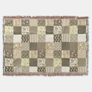 Rustiek  Patchwork Beige Quiltpatroon Deken