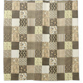 Rustiek Patchwork Beige Quiltpatroon Douchegordijn (Voorkant)