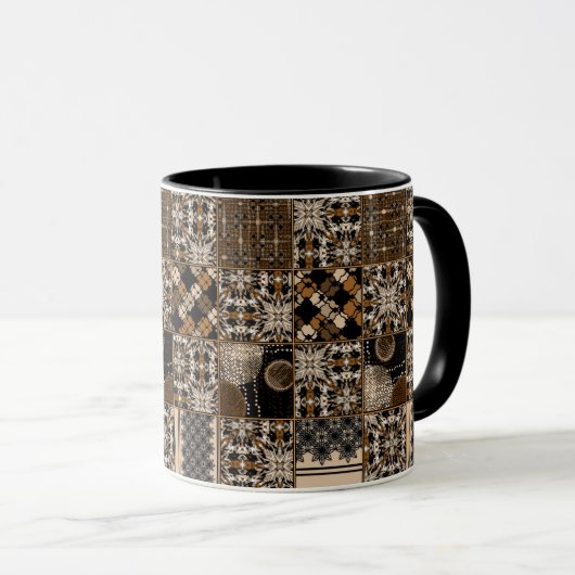 Rustiek patchwork patroon mok (Voorkant rechts)