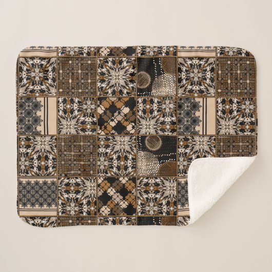 Rustiek patchwork patroon sherpa deken (Voorkant (horizontaal))