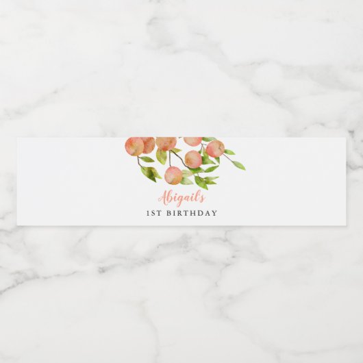 Rustiek Peach Verjaardagsfeest Waterfles Etiket (Enkel label)