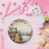 Rustiek peperkoek dorp papieren bordje (Feest)