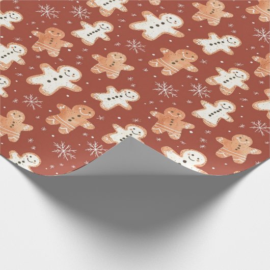 Rustiek peperkoek inpakpapier met sneeuwvlokken (Hoek)