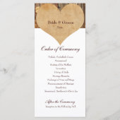 Rustiek perkament hart hout bruiloft programma (Achterkant)