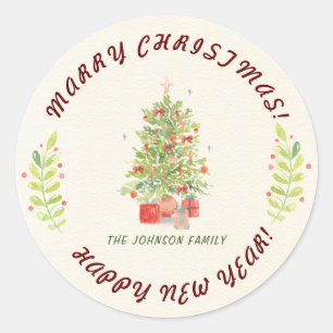 Rustiek Personaliseer Groen Kerstmis Ronde Sticker