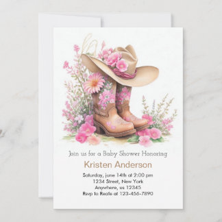 Rustiek Pet en laarzen Cowgirl Baby shower Kaart