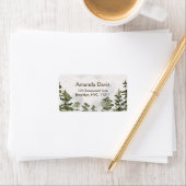 Rustiek Pine Forest Waterverf retouradres Etiket (Insitu)