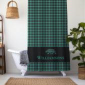 Rustiek Plaid Monogram Beer | Blauwgroen Groen Zwa Douchegordijn