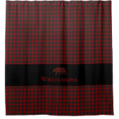 Rustiek Plaid Monogram Beer | Buffelrood Zwart Douchegordijn (Voorkant)