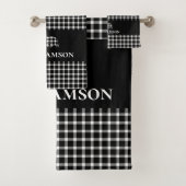 Rustiek Plaid Monogram Beer | Zwart Wit Bad Handdoek (Insitu)