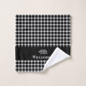 Rustiek Plaid Monogram Beer | Zwart Wit Bad Handdoek (Wasdoekje)