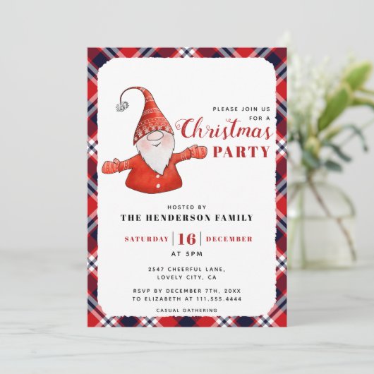 Rustiek Plaid Schattige Kerstfeest Kaart (Staand voorkant)