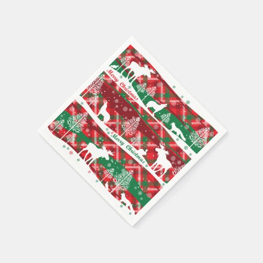 Rustiek Plaid Vrolijk Kerstpapier Servetten (Hoek)