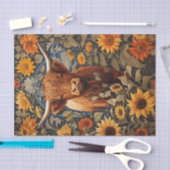 Rustiek platteland Hoogland Koe Zonnebloemen Tissuepapier (Craft)